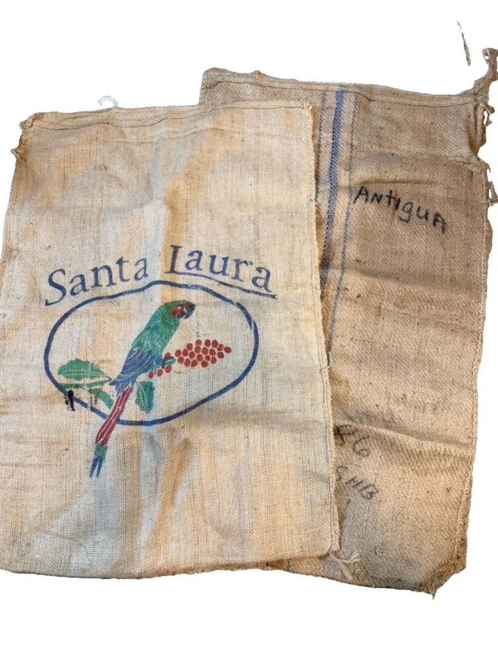 Vintage Jute Burlap Coffee Bean Sack Large Heavy Woven Authentic Rustic Decor